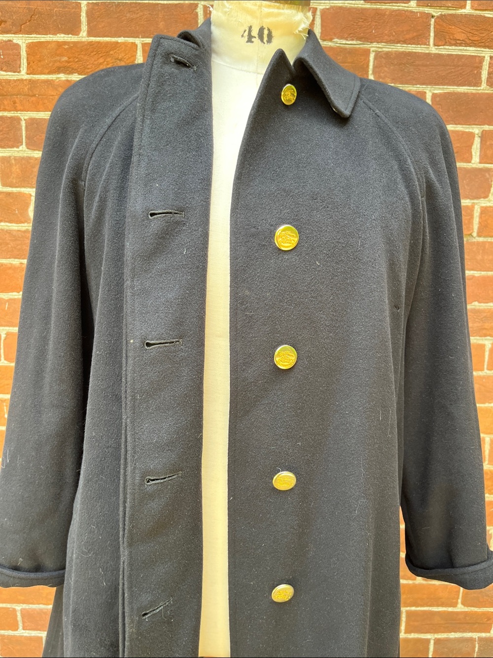 Vintage Burberry Women's Black Wool Swing Coat - Picture 5 of 12